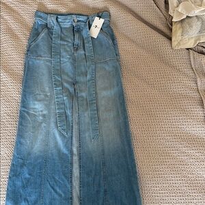 7 For All Mankind Light Blue Denim Skirt with Logo Tag